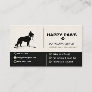German Shepherd Dog Walking Services Business Card