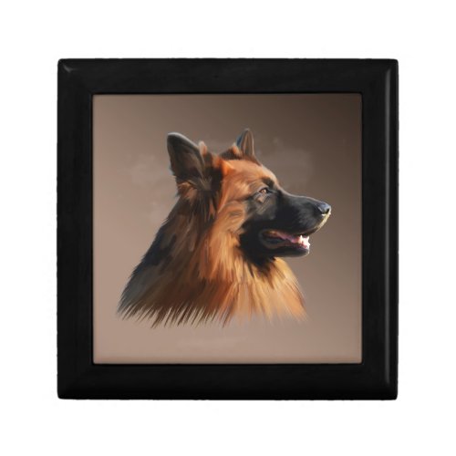 German Shepherd Dog Watercolor Art Portrait Gift Box