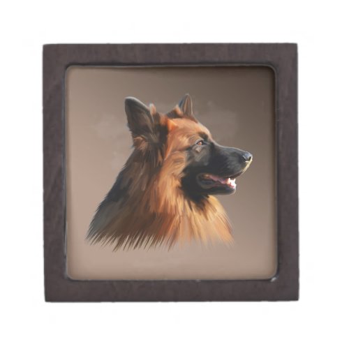 German Shepherd Dog Watercolor Art Portrait Jewelry Box