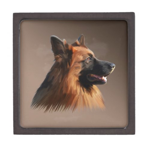 German Shepherd Dog Watercolor Art Portrait Jewelry Box