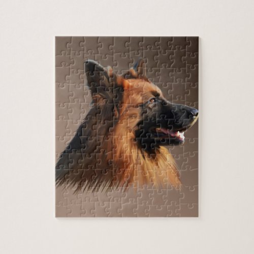 German Shepherd Dog Watercolor Art Portrait Jigsaw Puzzle