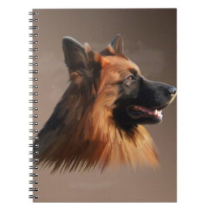 German Shepherd Dog Watercolor Art Portrait Notebook