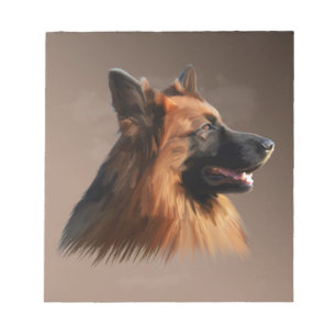 German Shepherd Dog Watercolor Art Portrait Notepad
