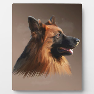 German Shepherd Dog Watercolor Art Portrait Plaque