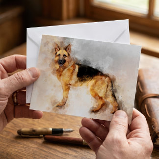 German Shepherd Dog Watercolor Art Print Note Card