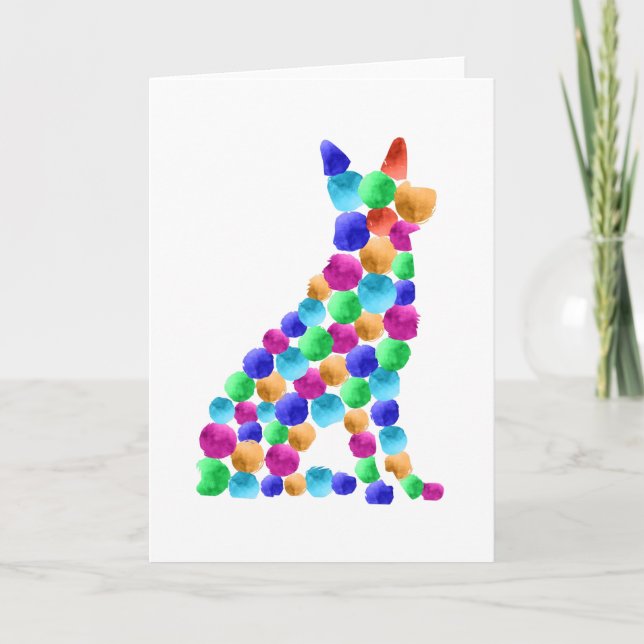 German shepherd dog Watercolor paint dot art Card (Front)