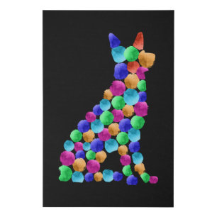 German shepherd dog Watercolor paint dot art Faux Canvas Print