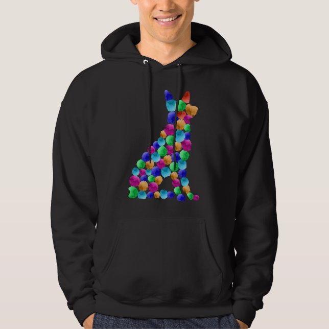 German shepherd dog Watercolor paint dot art Hoodie (Front)
