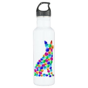 German shepherd dog Watercolor paint dot art Stainless Steel Water Bottle