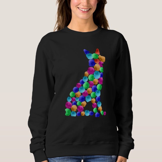 German shepherd dog Watercolor paint dot art Sweatshirt (Front)