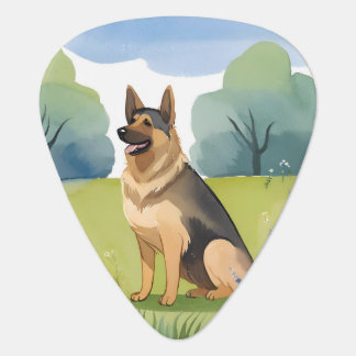 German Shepherd | Dog Watercolor Painting Guitar Pick