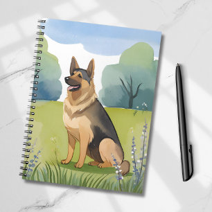 German Shepherd Dog Watercolor Painting Notebook