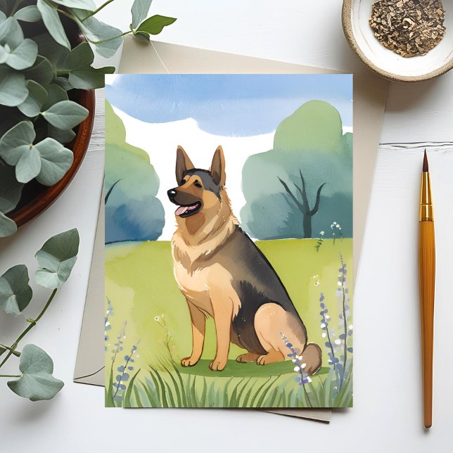 German Shepherd | Dog Watercolor Painting Postcard (Creator Uploaded)