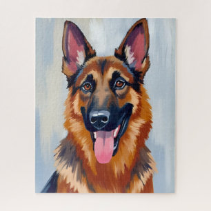 German Shepherd   Dog Watercolor Pet Jigsaw Puzzle