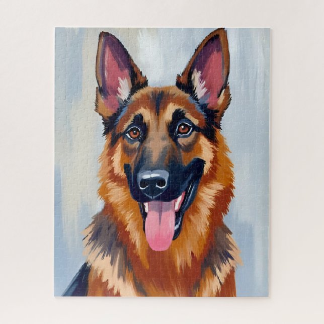 German Shepherd | Dog Watercolor Pet Jigsaw Puzzle (Vertical)