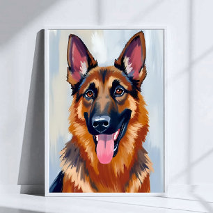 German Shepherd Dog Watercolor Pet Poster
