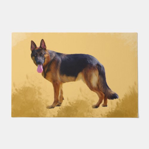 German Shepherd Dog Watercolor Portrait Doormat