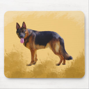 German Shepherd Dog Watercolor Portrait Mouse Pad