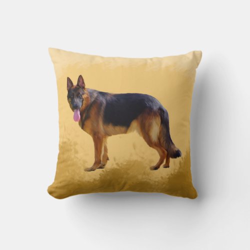 German Shepherd Dog Watercolor Portrait Throw Pillow