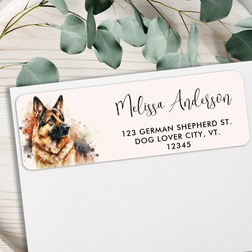 German Shepherd Dog Watercolor Return Address Label