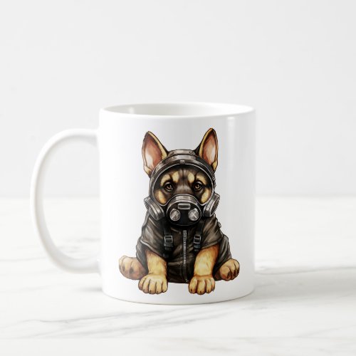 German Shepherd Dog Wearing Gas Mask  Coffee Mug