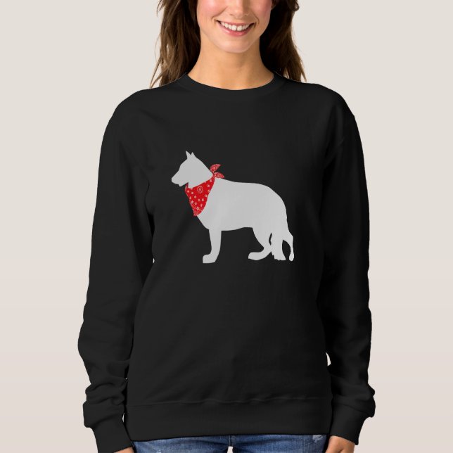 German Shepherd Dog Wearing Red Bandana Sweatshirt (Front)