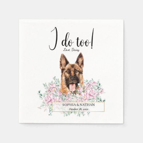 German Shepherd Dog Wedding Cocktail Napkins