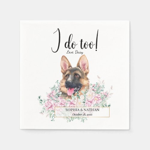 German Shepherd Dog Wedding Cocktail Napkins