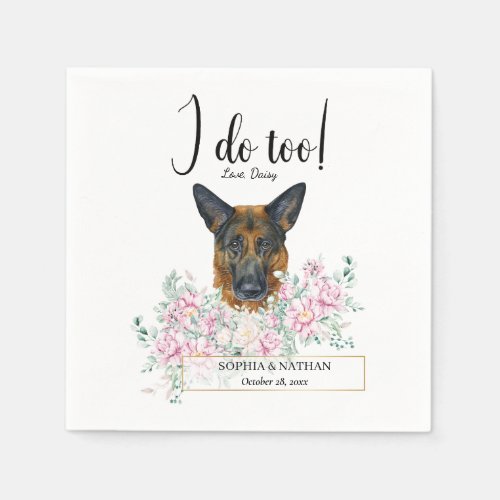 German Shepherd Dog Wedding Cocktail Napkins