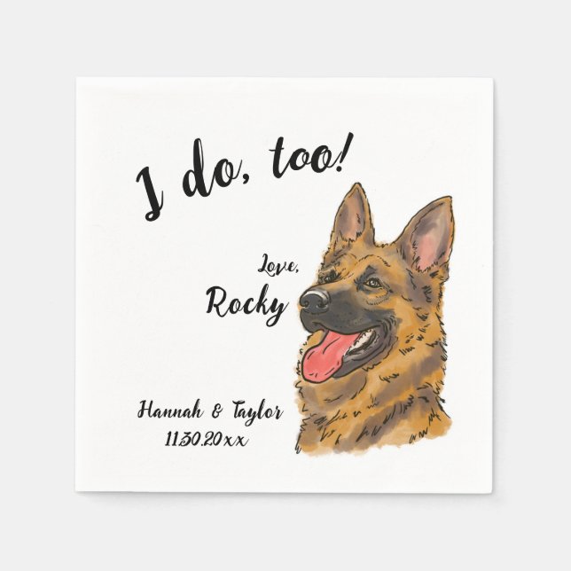 German Shepherd Dog Wedding Napkin (Front)