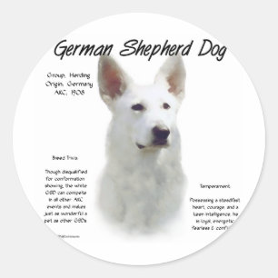 German Shepherd Dog (wht) History Design Classic Round Sticker