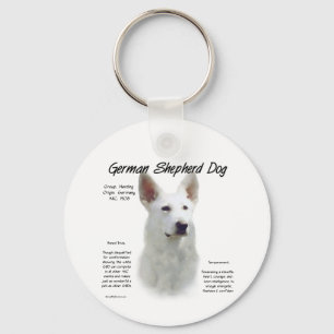German Shepherd Dog (wht) History Design Keychain