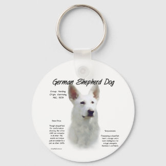 German Shepherd Dog (wht) History Design Keychain