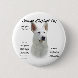 German Shepherd Dog (wht) History Design Pinback Button