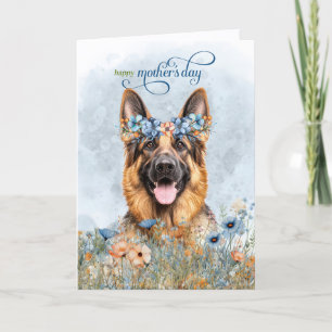 German Shepherd Dog Wildflowers Mother's Day Holiday Card