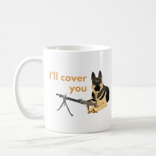 German Shepherd Dog with a Machine Gun Coffee Mug