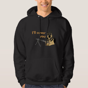 German Shepherd Dog with a Machine Gun Hoodie