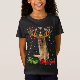 German Shepherd Dog With Antlers Merry Christmas X T-Shirt