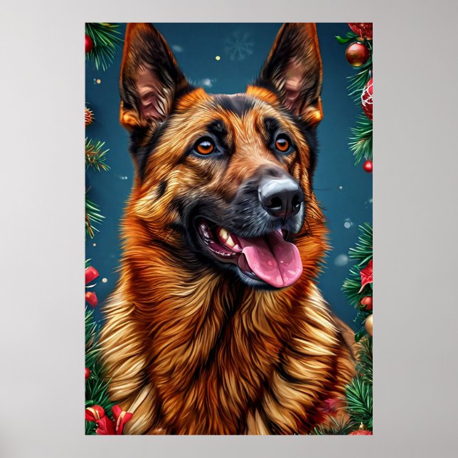 German Shepherd Dog With Christmas Decor (Front)