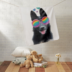 German Shepherd Dog with Hearts Valentine's Day Baby Blanket