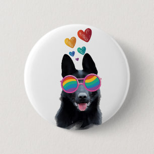 German Shepherd Dog with Hearts Valentine's Day Button