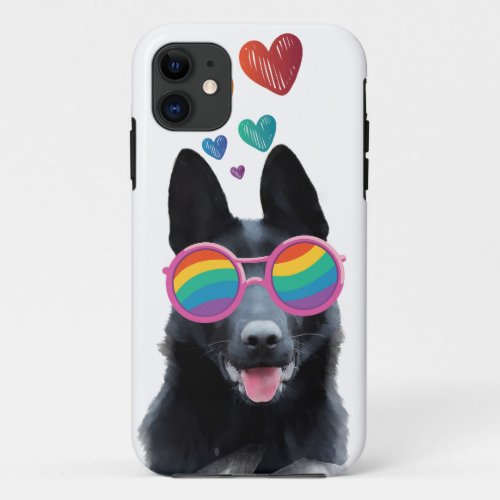 German Shepherd Dog with Hearts Valentines Day  iPhone 11 Case