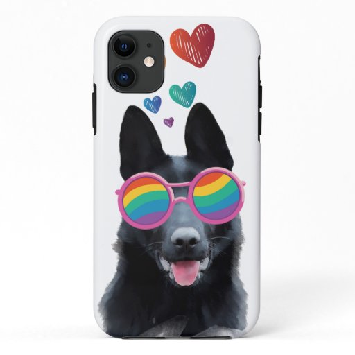 German Shepherd Dog with Hearts Valentine's Day  iPhone 11 Case