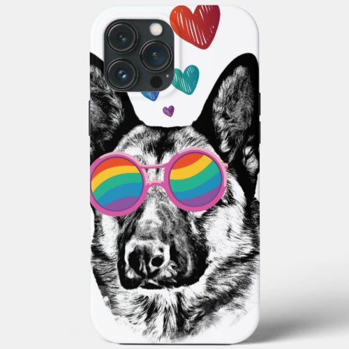 German Shepherd Dog with Hearts Valentines Day  iPhone 13 Pro Max Case