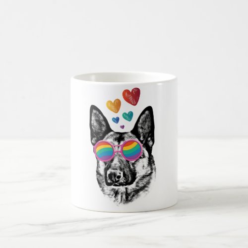 German Shepherd Dog with Hearts Valentines Day Coffee Mug