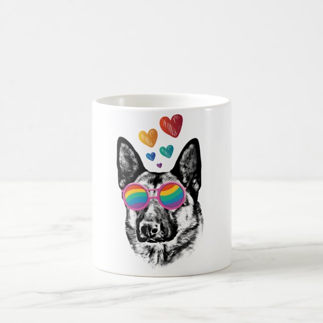 German Shepherd Dog with Hearts Valentine's Day Coffee Mug (Center)