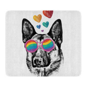 German Shepherd Dog with Hearts Valentine's Day Cutting Board