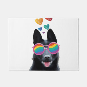 German Shepherd Dog with Hearts Valentine's Day Doormat