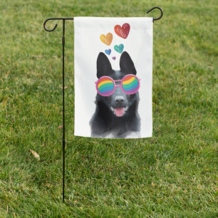 German Shepherd Dog with Hearts Valentine's Day Garden Flag