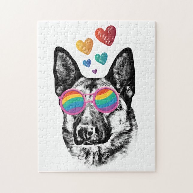German Shepherd Dog with Hearts Valentine's Day  Jigsaw Puzzle (Vertical)
